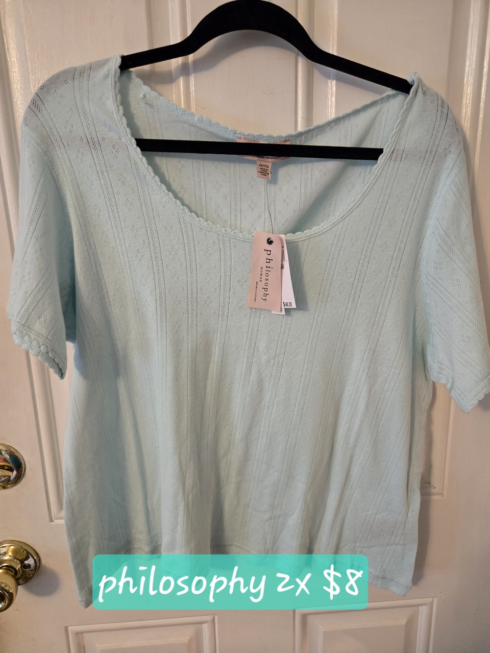 Philosophy Scoop Neck Short Sleeve Tee in Pale Blue